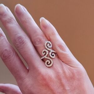 Silvertone Sparkling Spiral Ring